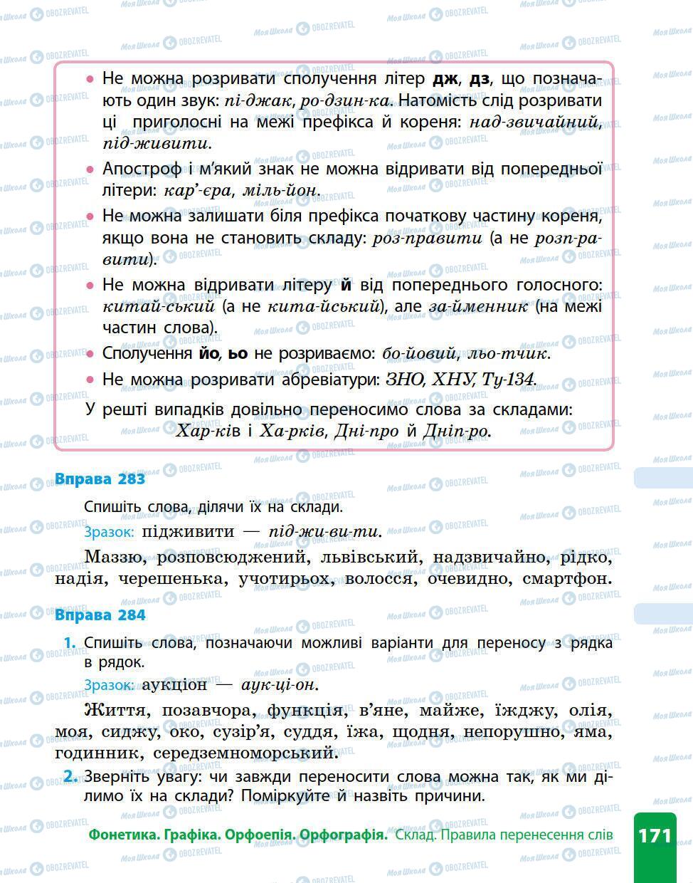 Підручники Українська мова 5 клас сторінка 171