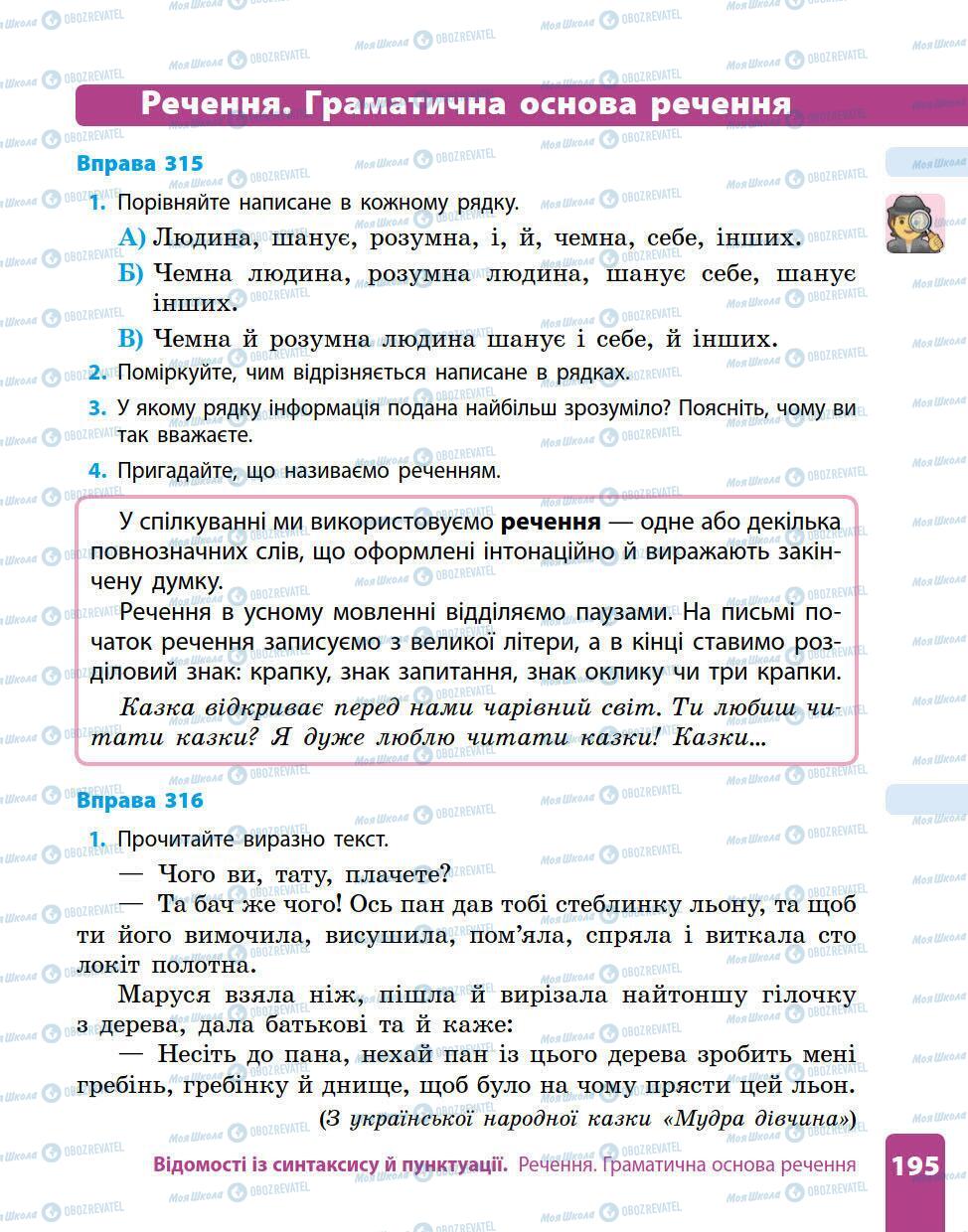 Підручники Українська мова 5 клас сторінка 195