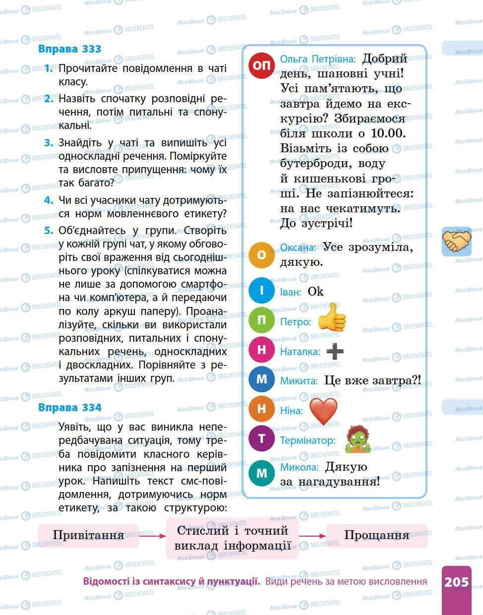 Підручники Українська мова 5 клас сторінка 205