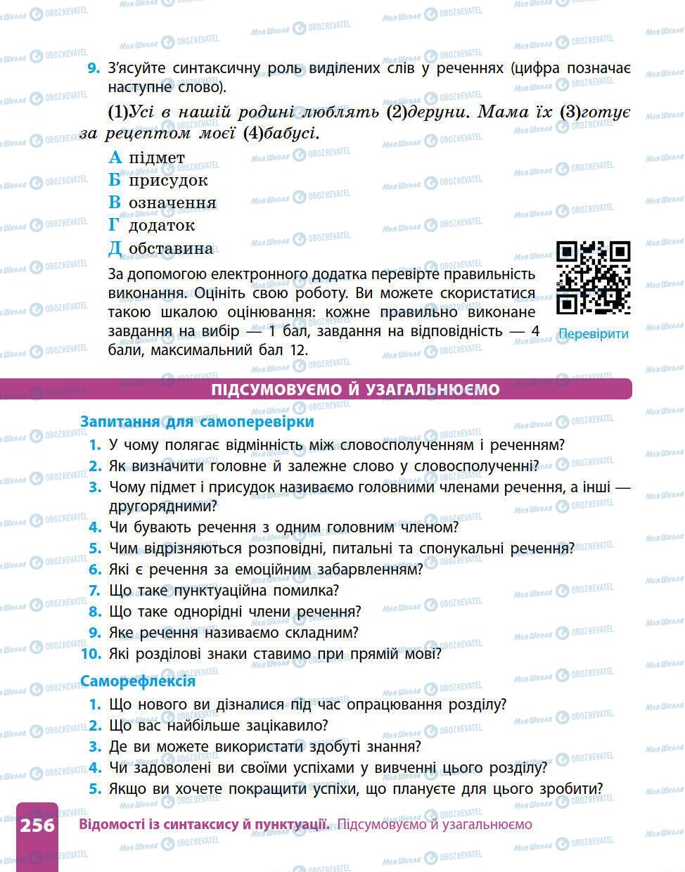 Підручники Українська мова 5 клас сторінка 256