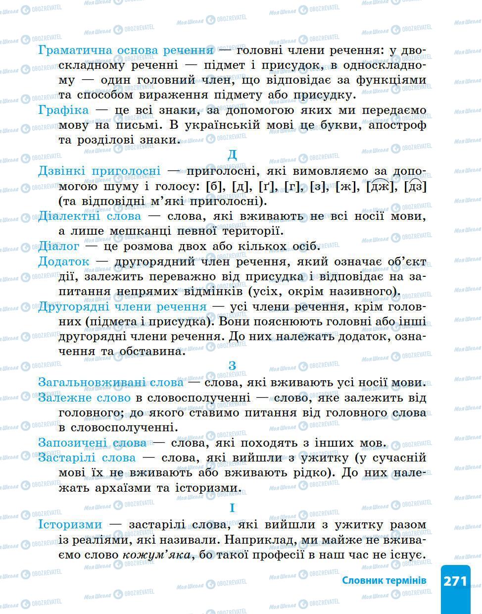 Підручники Українська мова 5 клас сторінка 271