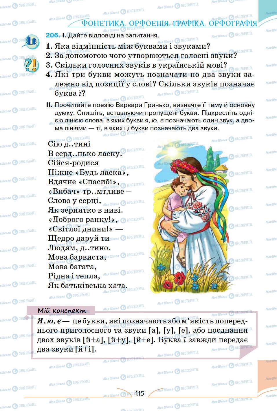 Підручники Українська мова 5 клас сторінка 115