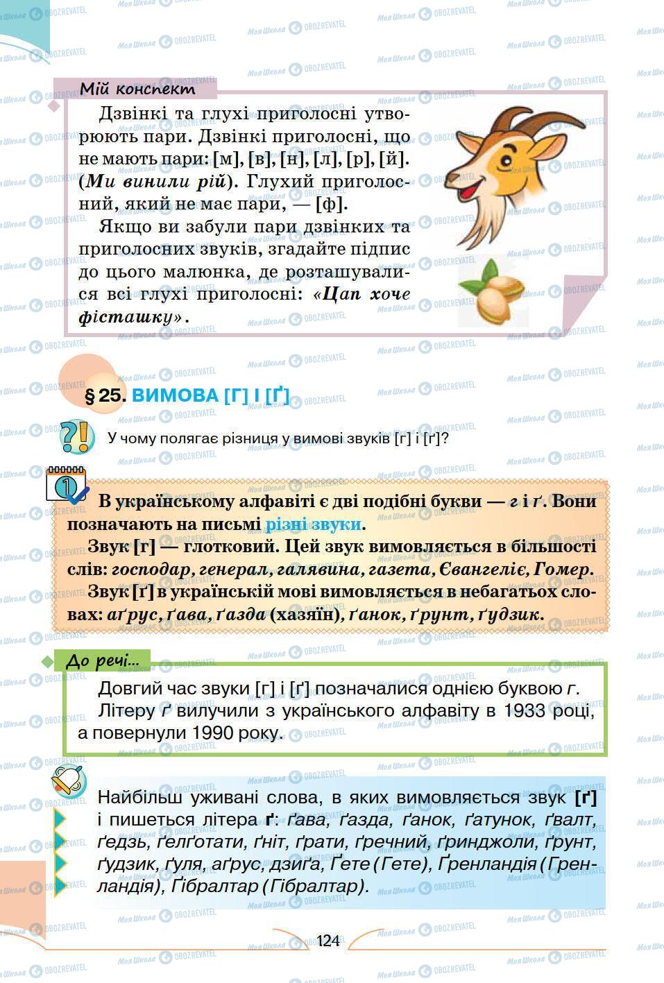 Учебники Укр мова 5 класс страница 124