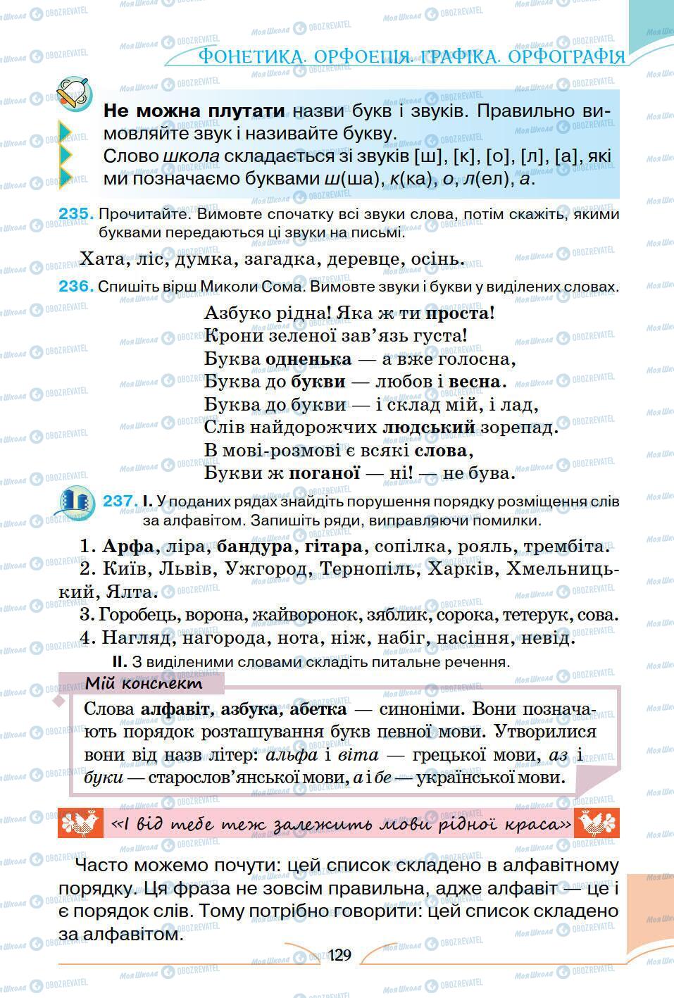 Підручники Українська мова 5 клас сторінка 129