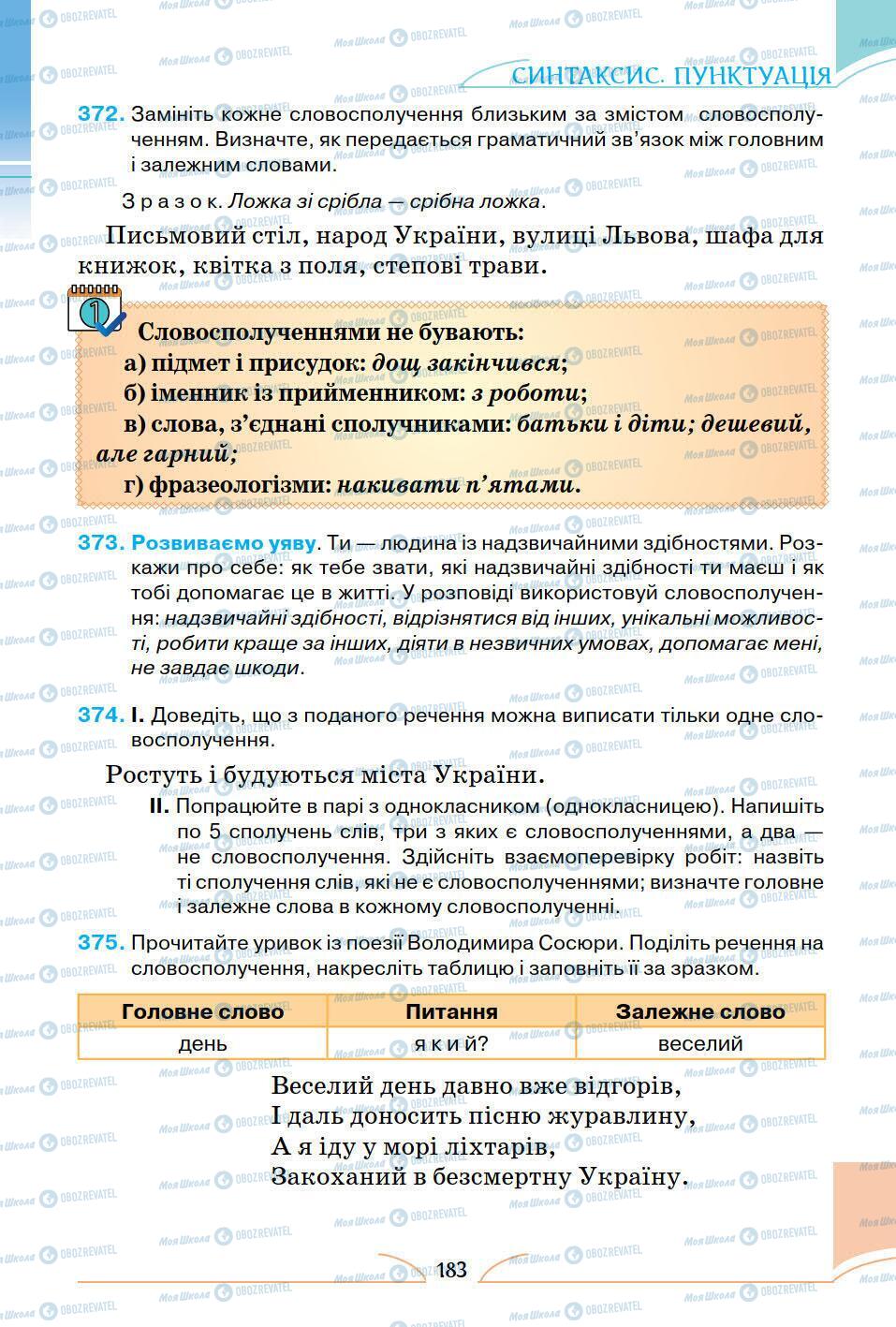 Підручники Українська мова 5 клас сторінка 183