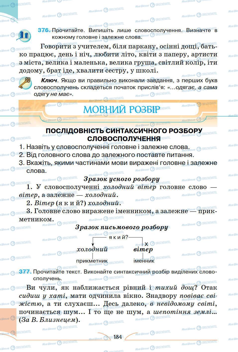 Підручники Українська мова 5 клас сторінка 184