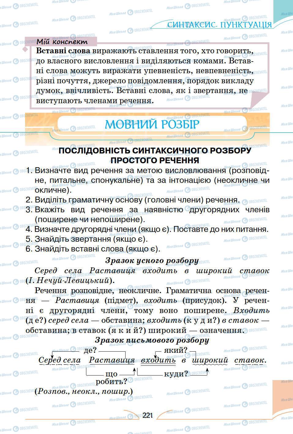 Підручники Українська мова 5 клас сторінка 221