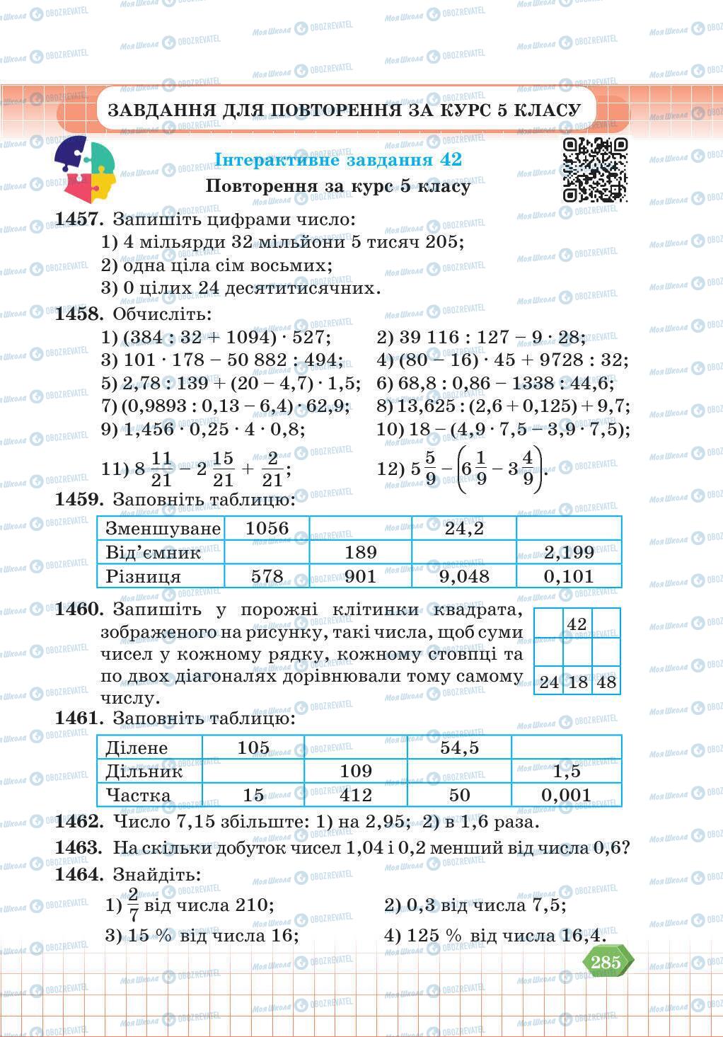 Учебники Математика 5 класс страница 285