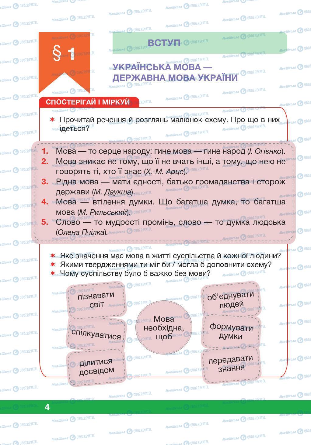 Учебники Укр мова 5 класс страница 4