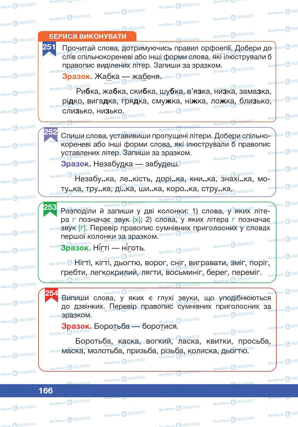 Підручники Українська мова 5 клас сторінка 166