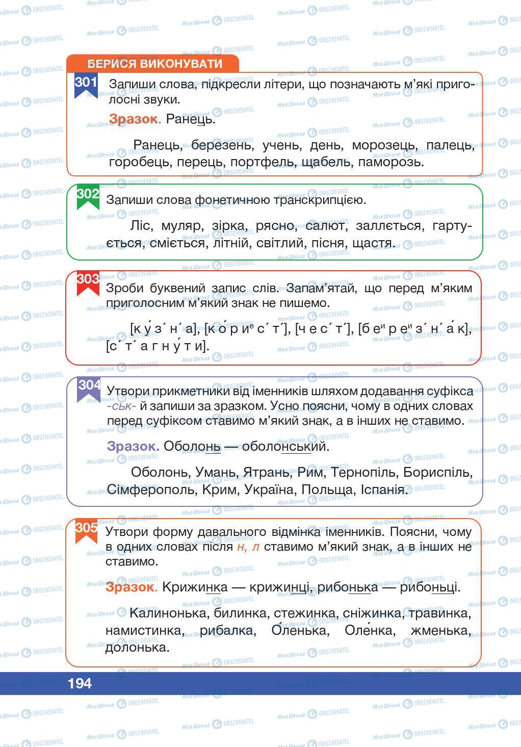 Учебники Укр мова 5 класс страница 194