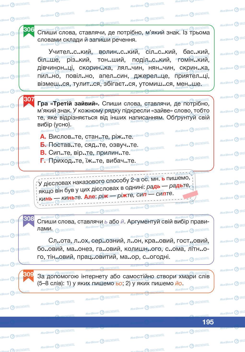 Учебники Укр мова 5 класс страница 195