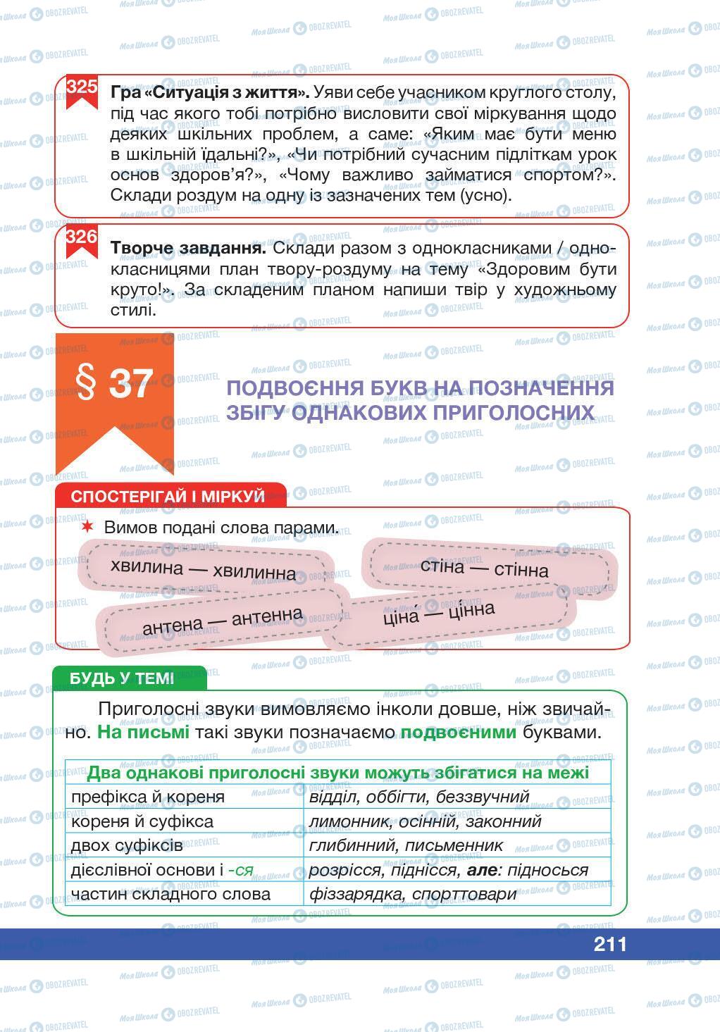 Підручники Українська мова 5 клас сторінка 211