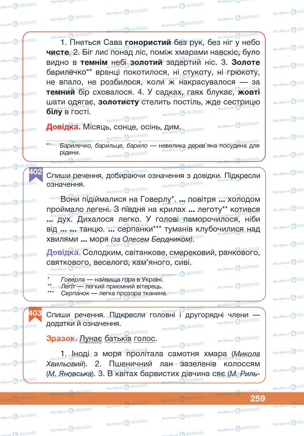 Підручники Українська мова 5 клас сторінка 259