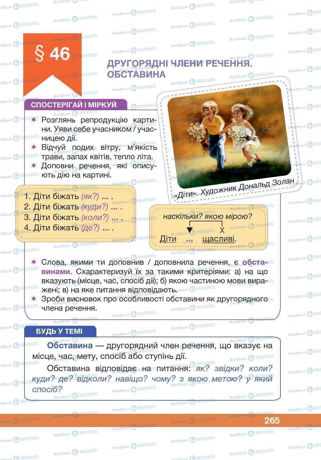 Підручники Українська мова 5 клас сторінка 265
