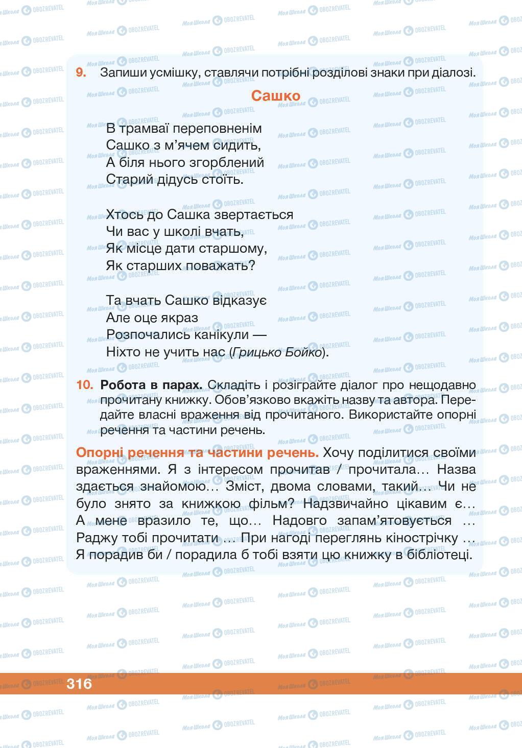 Підручники Українська мова 5 клас сторінка 316