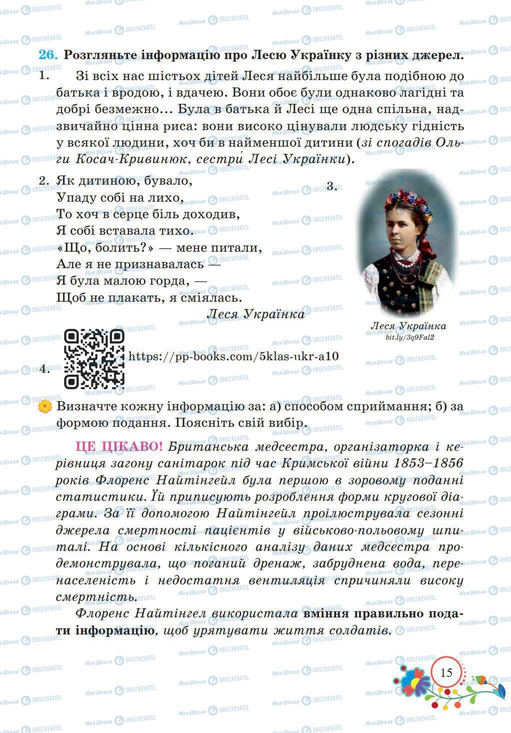 Підручники Українська мова 5 клас сторінка 15