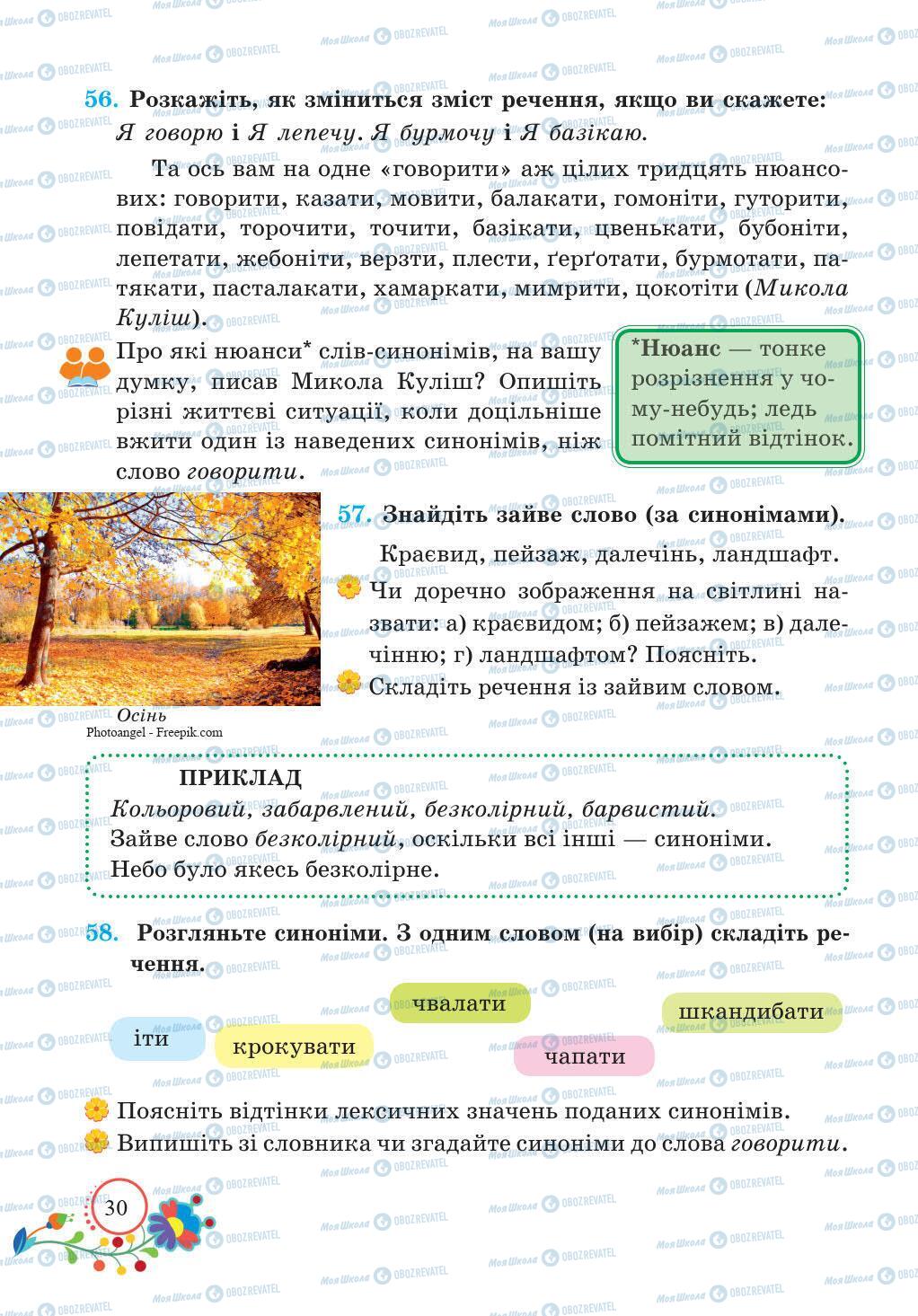 Підручники Українська мова 5 клас сторінка 30