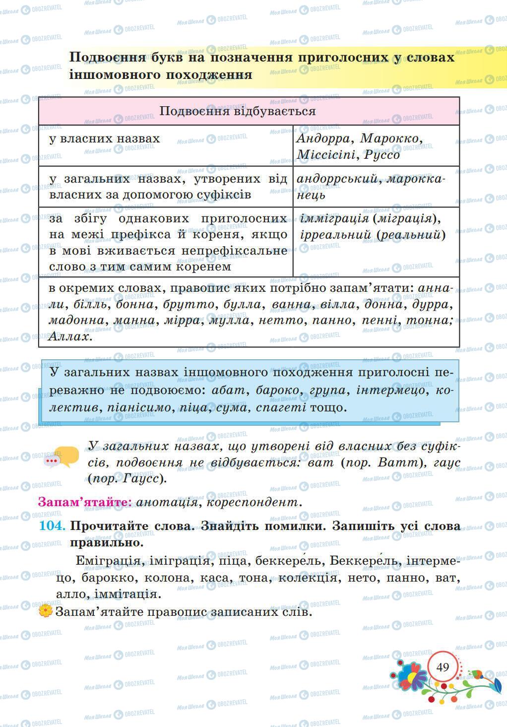 Учебники Укр мова 5 класс страница 49