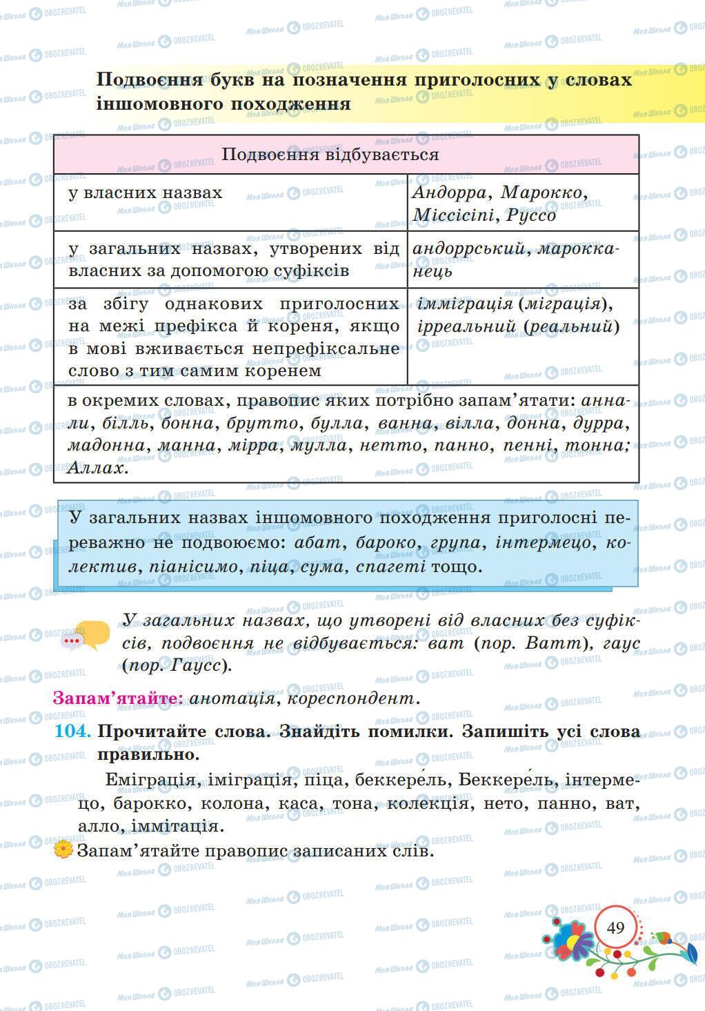 Підручники Українська мова 5 клас сторінка 49