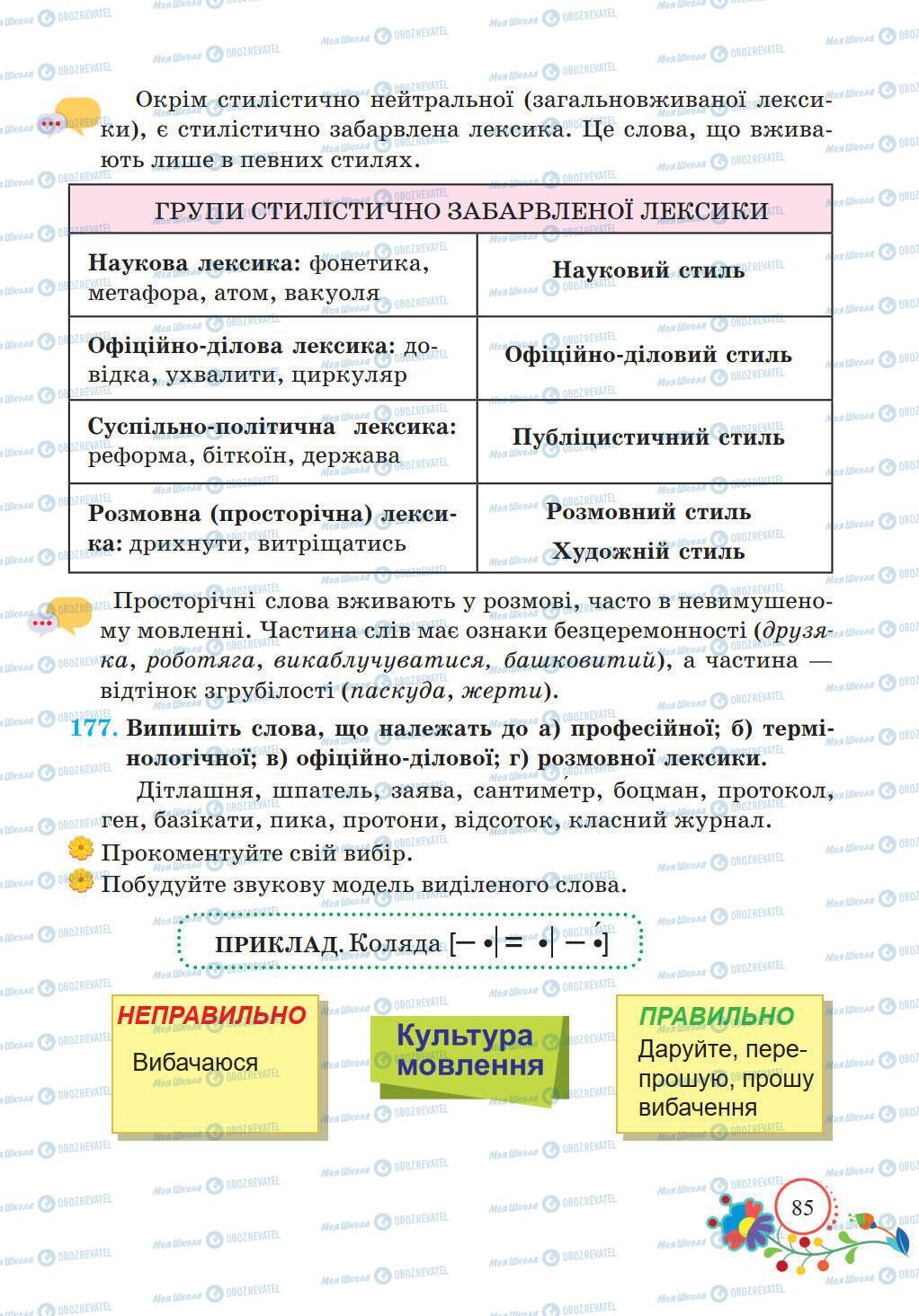 Підручники Українська мова 5 клас сторінка 85