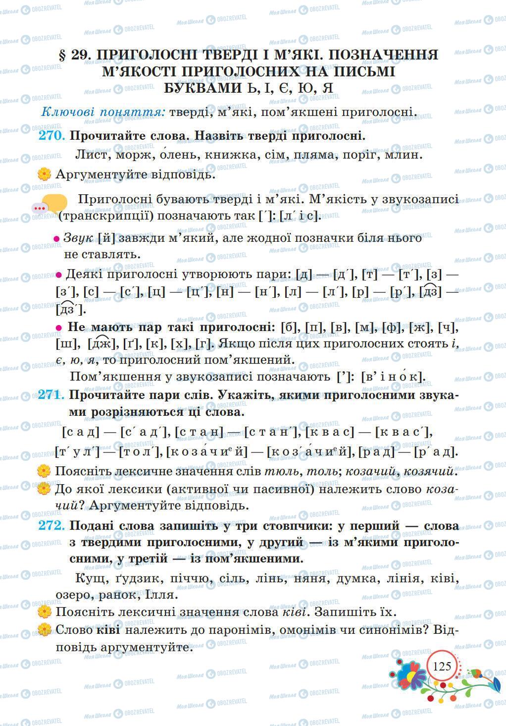 Учебники Укр мова 5 класс страница 125