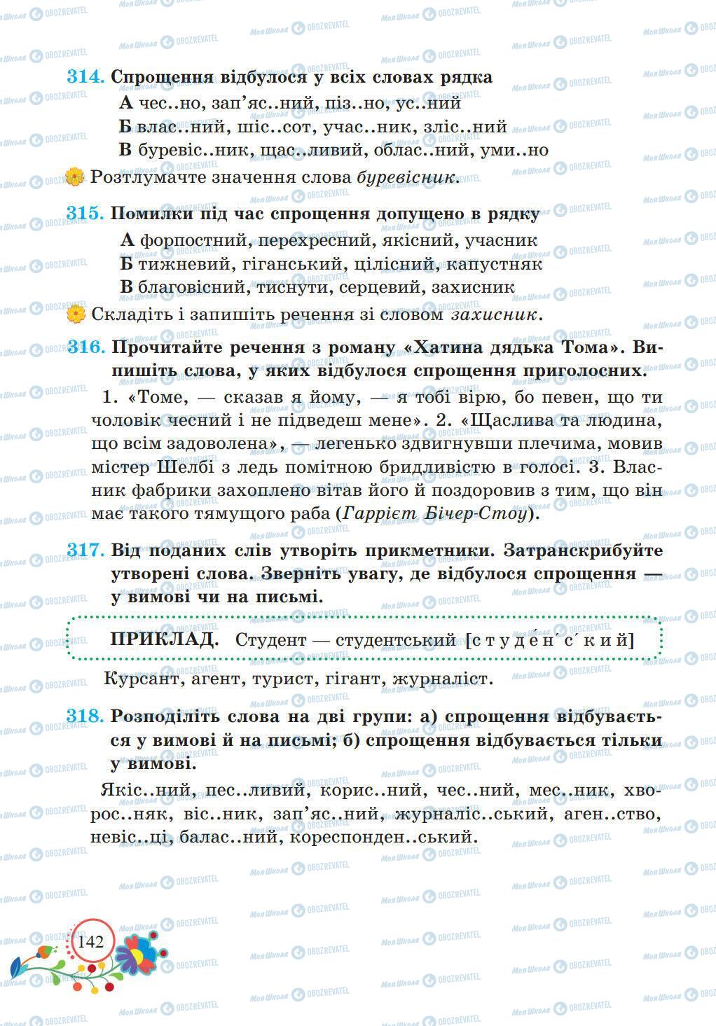 Підручники Українська мова 5 клас сторінка 142