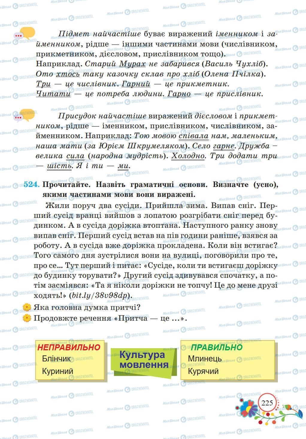 Підручники Українська мова 5 клас сторінка 225