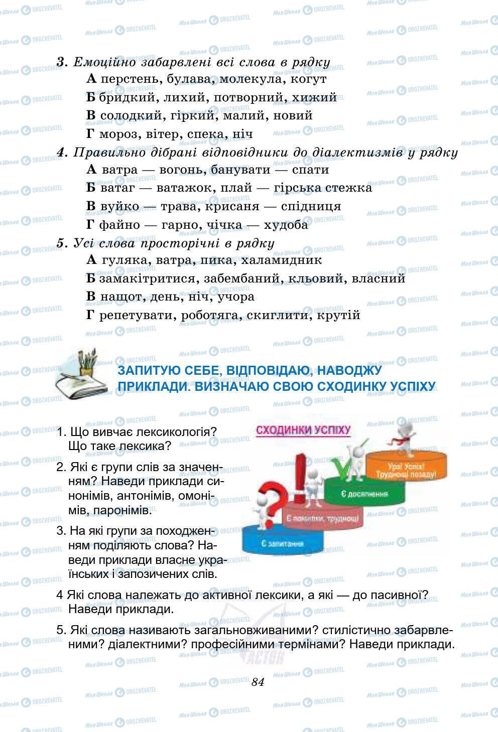 Підручники Українська мова 5 клас сторінка 84