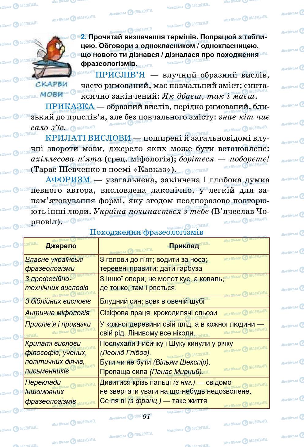 Підручники Українська мова 5 клас сторінка 91