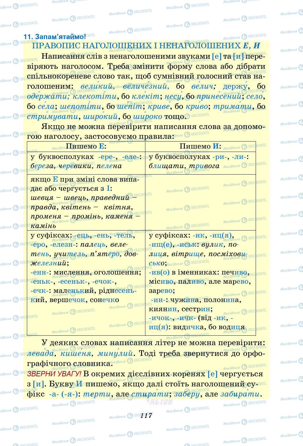 Підручники Українська мова 5 клас сторінка 117