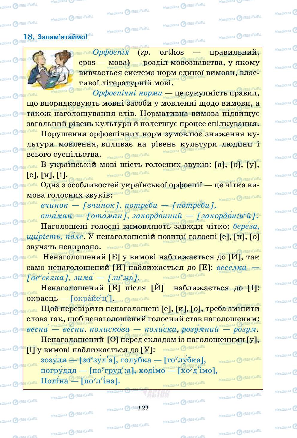 Підручники Українська мова 5 клас сторінка 121