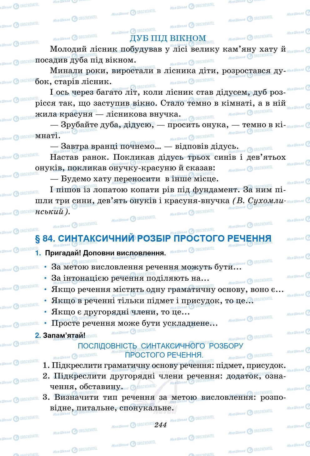 Підручники Українська мова 5 клас сторінка 244