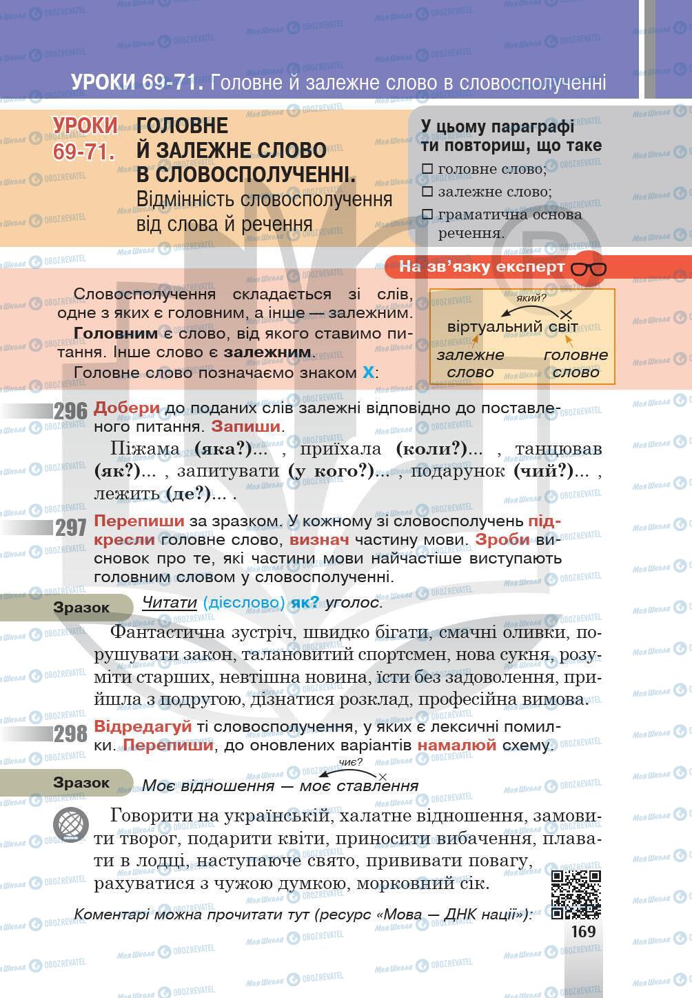 Підручники Українська мова 5 клас сторінка 169