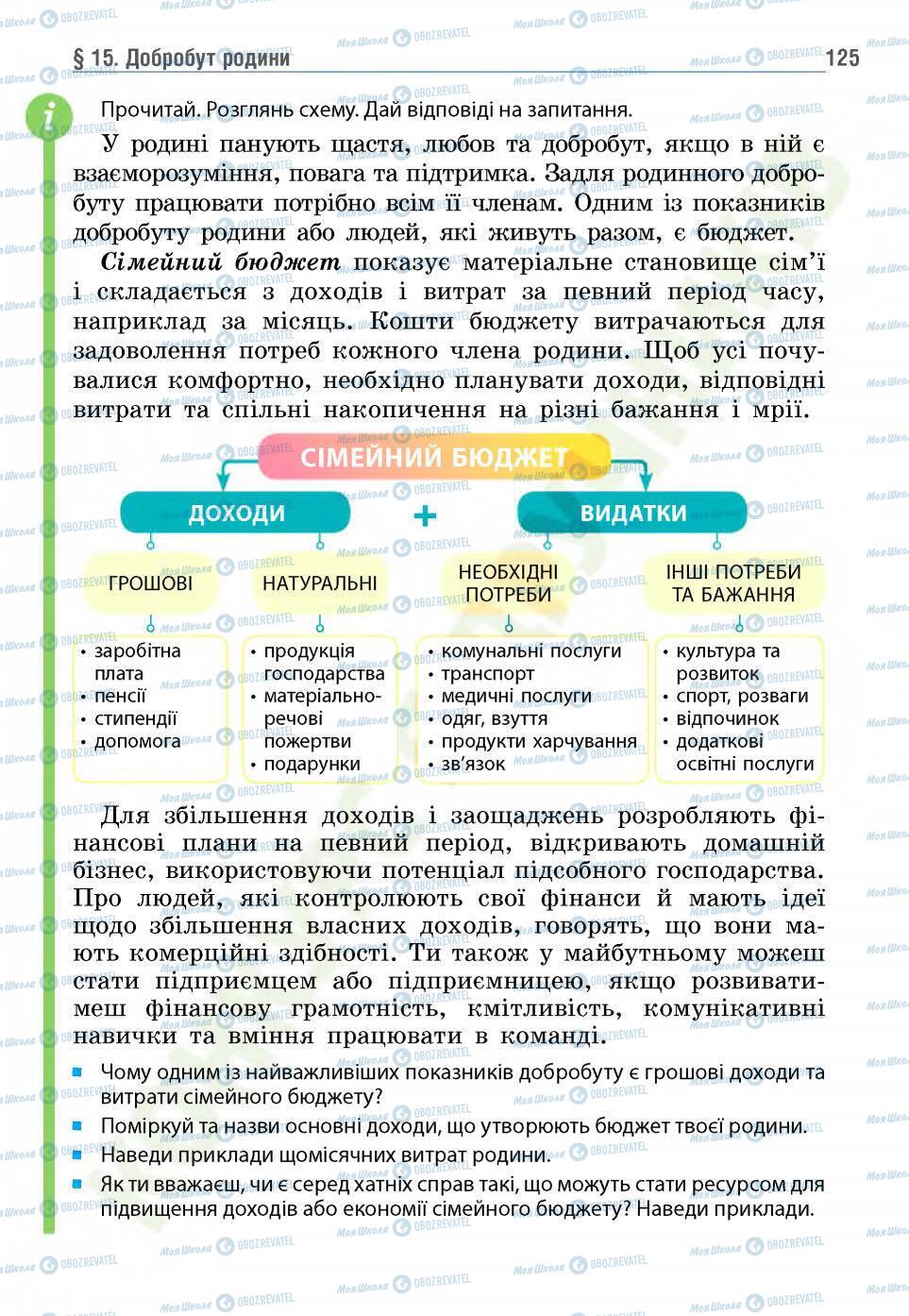 Учебники Основы здоровья 5 класс страница 125