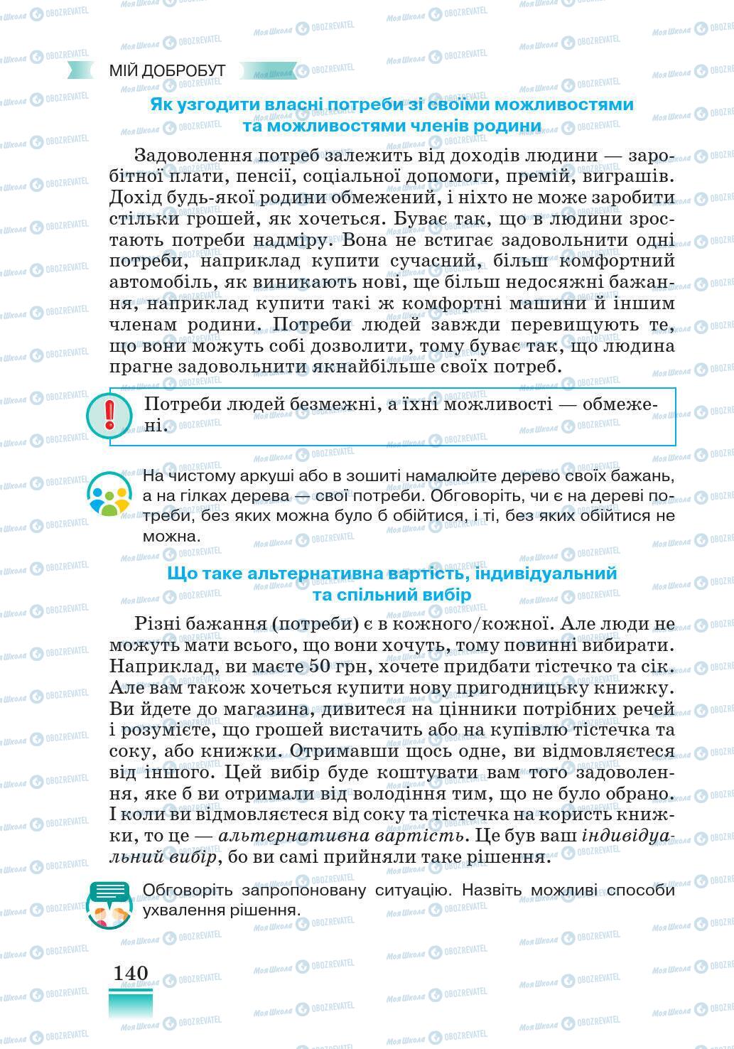 Підручники Основи здоров'я 5 клас сторінка 140