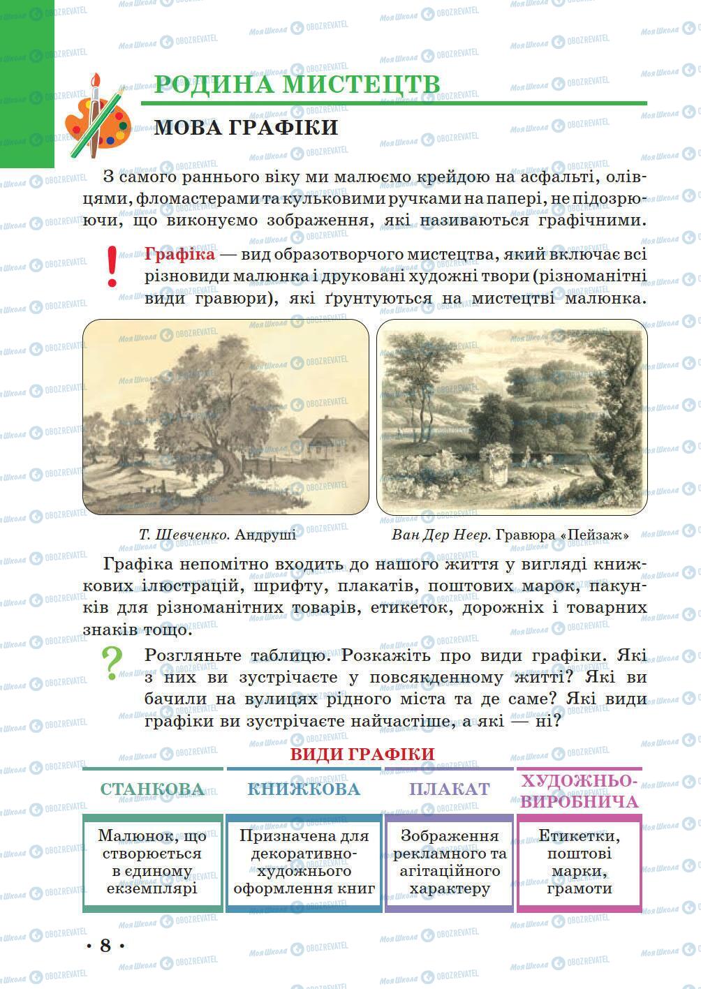 Підручники Мистецтво 5 клас сторінка 8