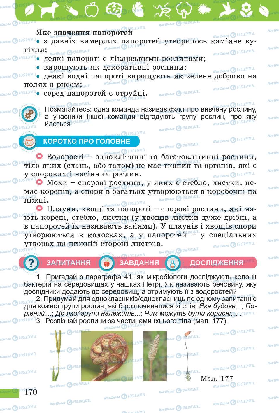 Підручники Природознавство 5 клас сторінка 170