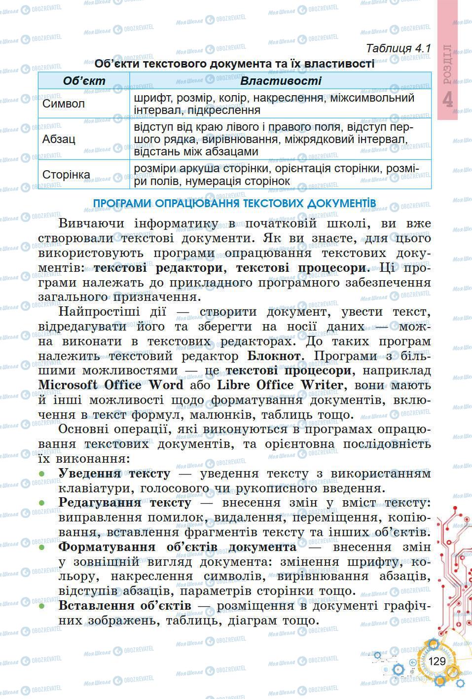 Підручники Інформатика 5 клас сторінка 129