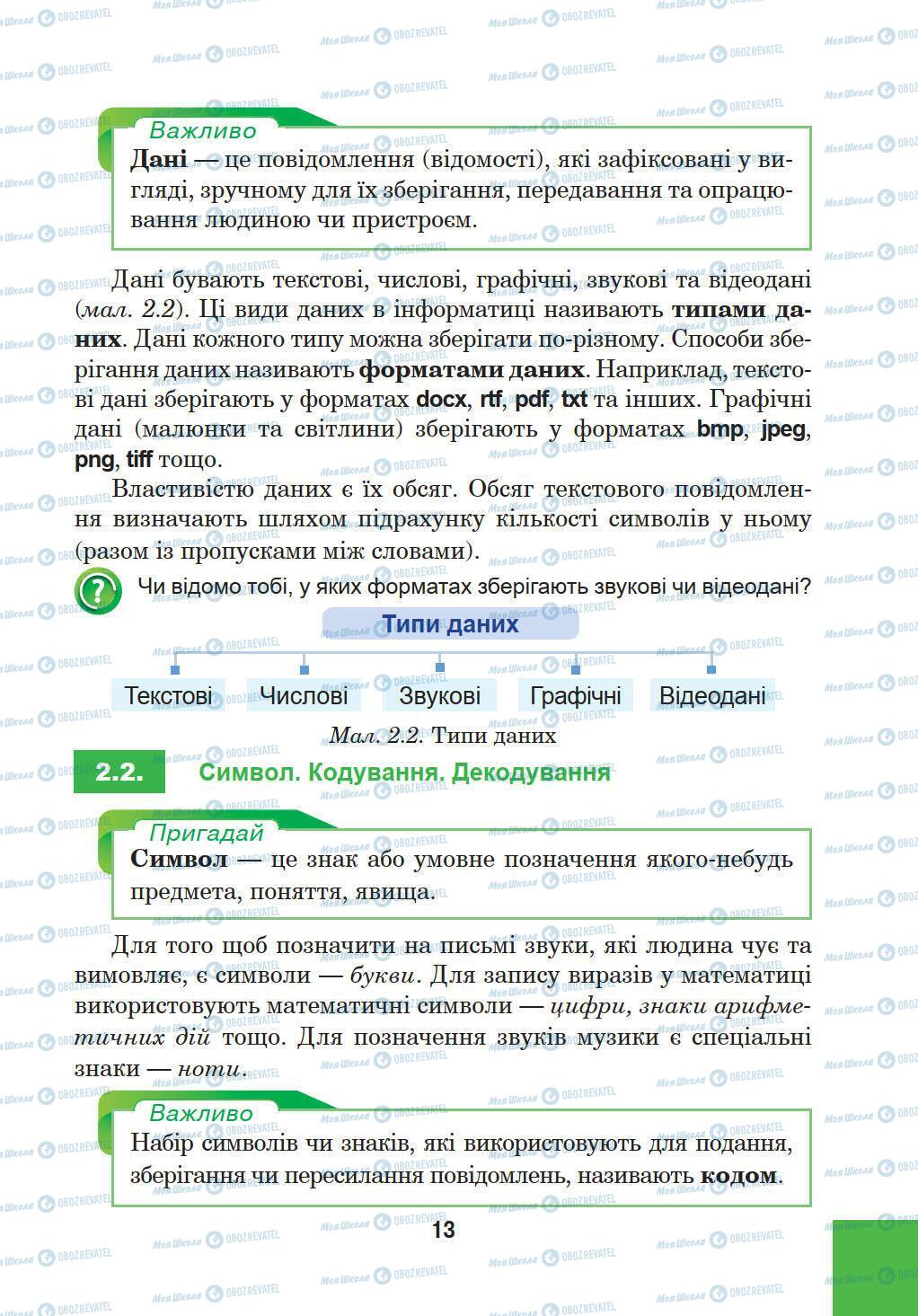 Підручники Інформатика 5 клас сторінка 13