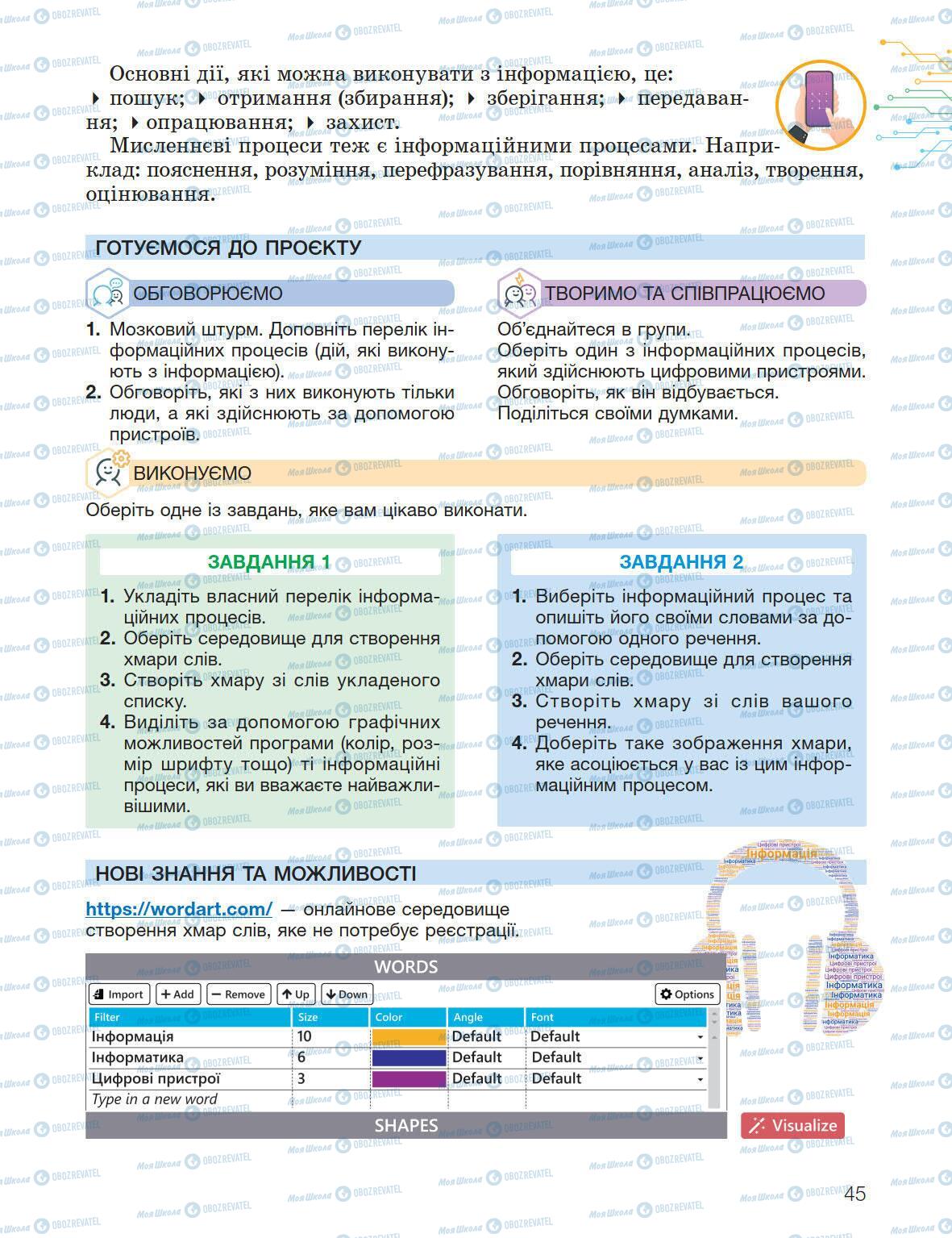 Підручники Інформатика 5 клас сторінка 45