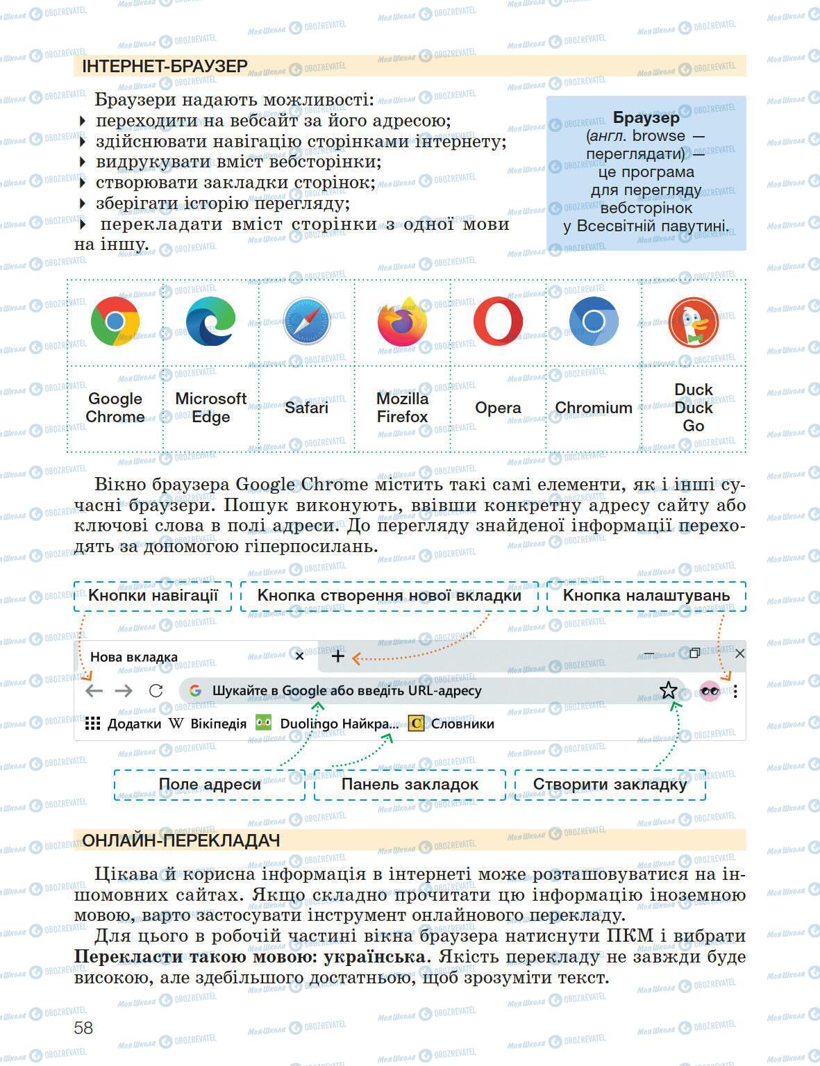 Підручники Інформатика 5 клас сторінка 58