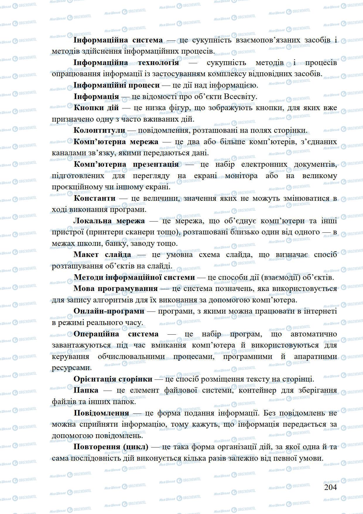 Підручники Інформатика 5 клас сторінка 204