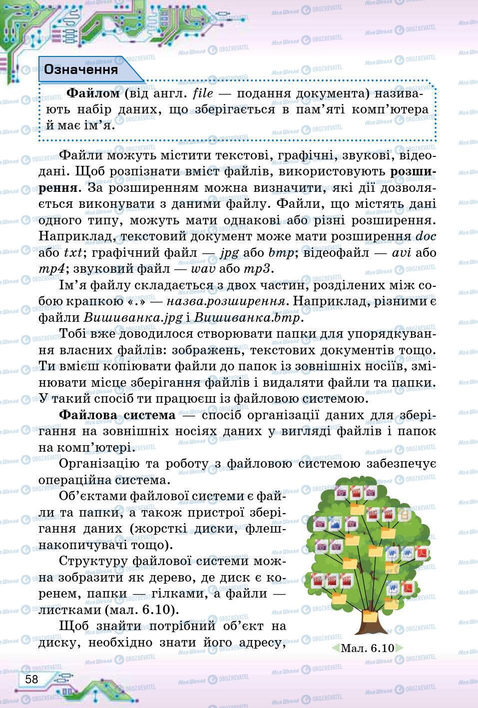 Підручники Інформатика 5 клас сторінка 58