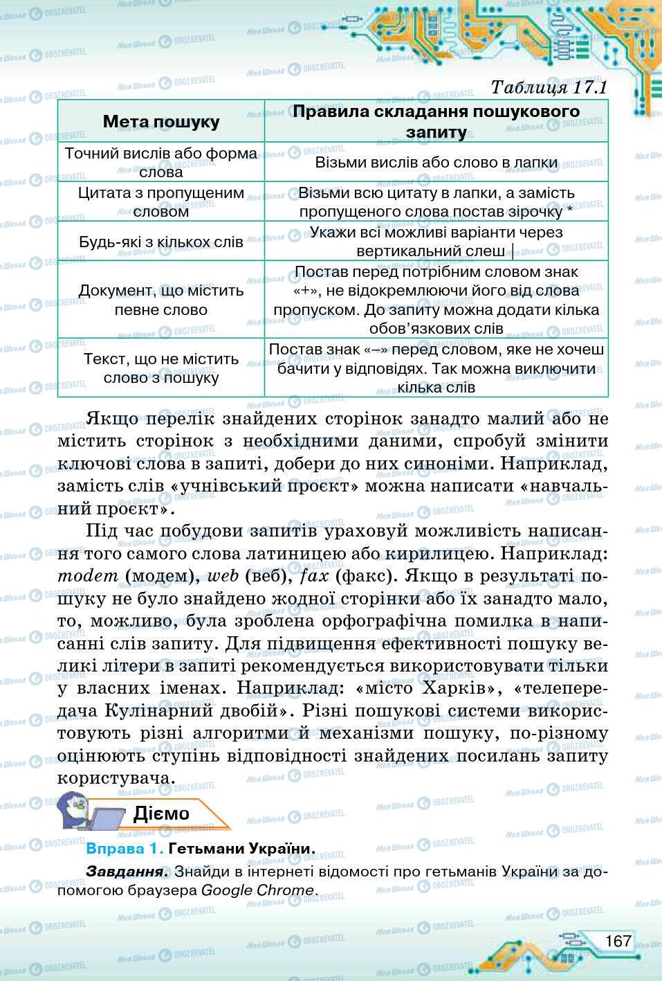 Підручники Інформатика 5 клас сторінка 167