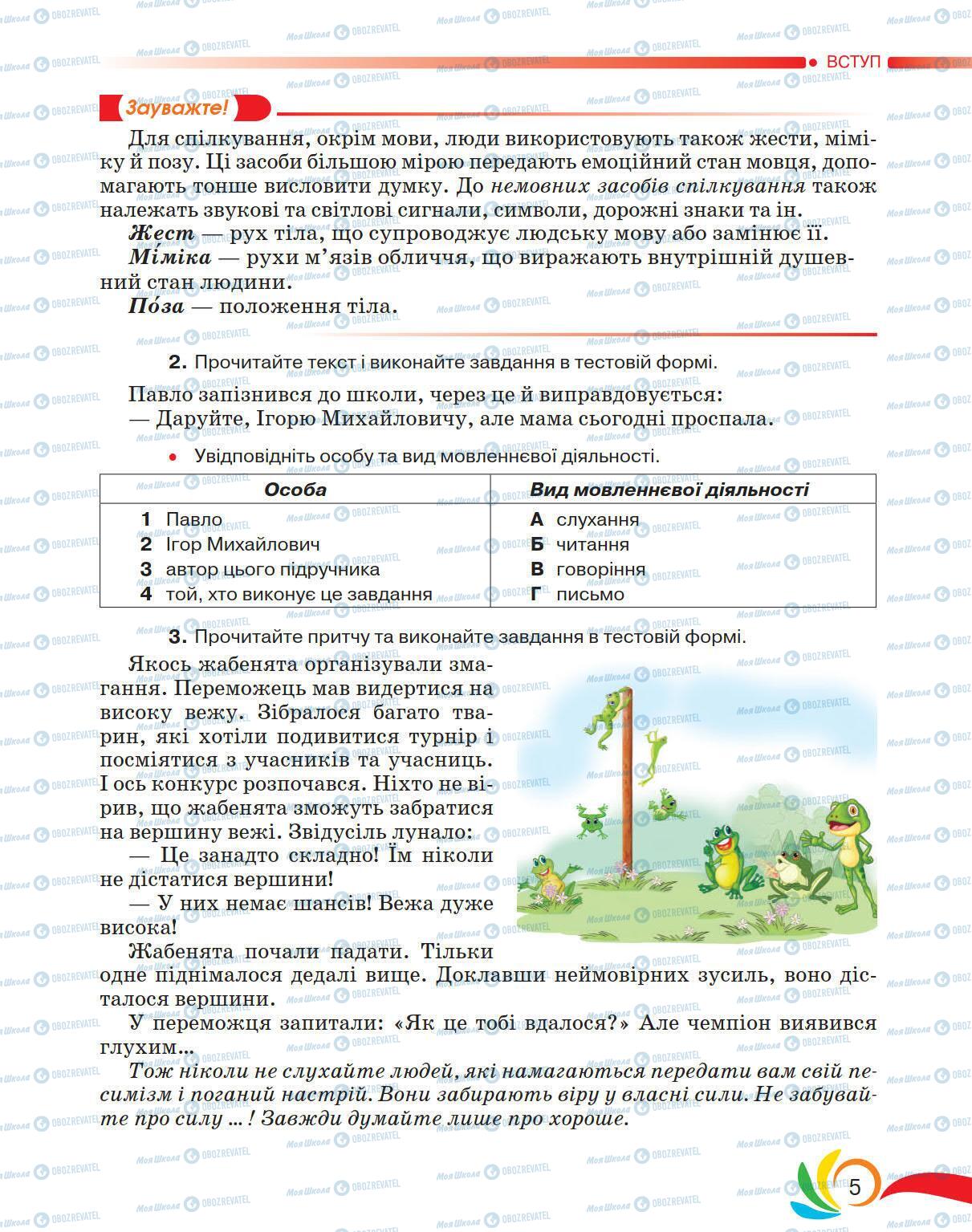 Підручники Українська мова 5 клас сторінка 5