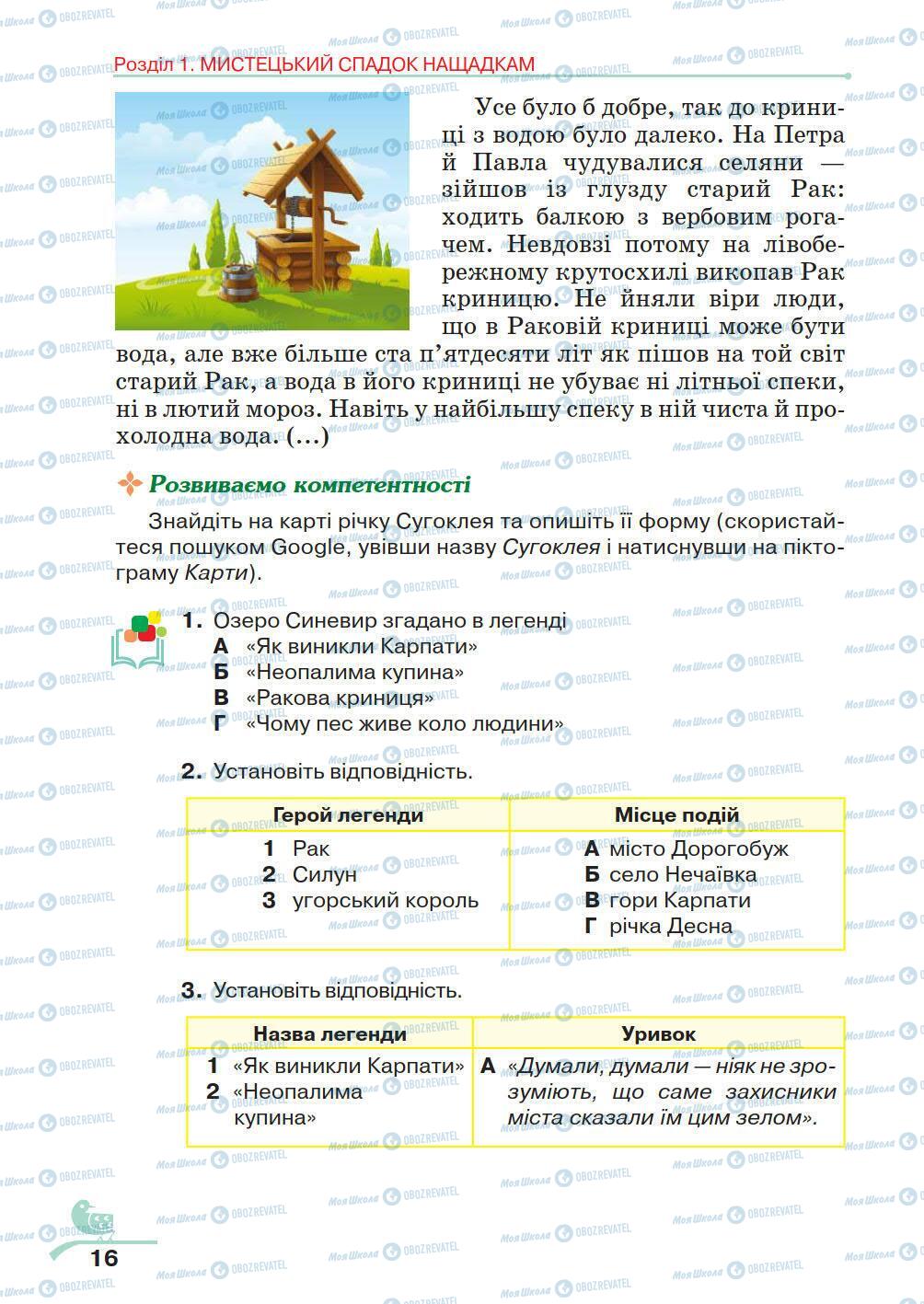 Підручники Українська література 5 клас сторінка 16