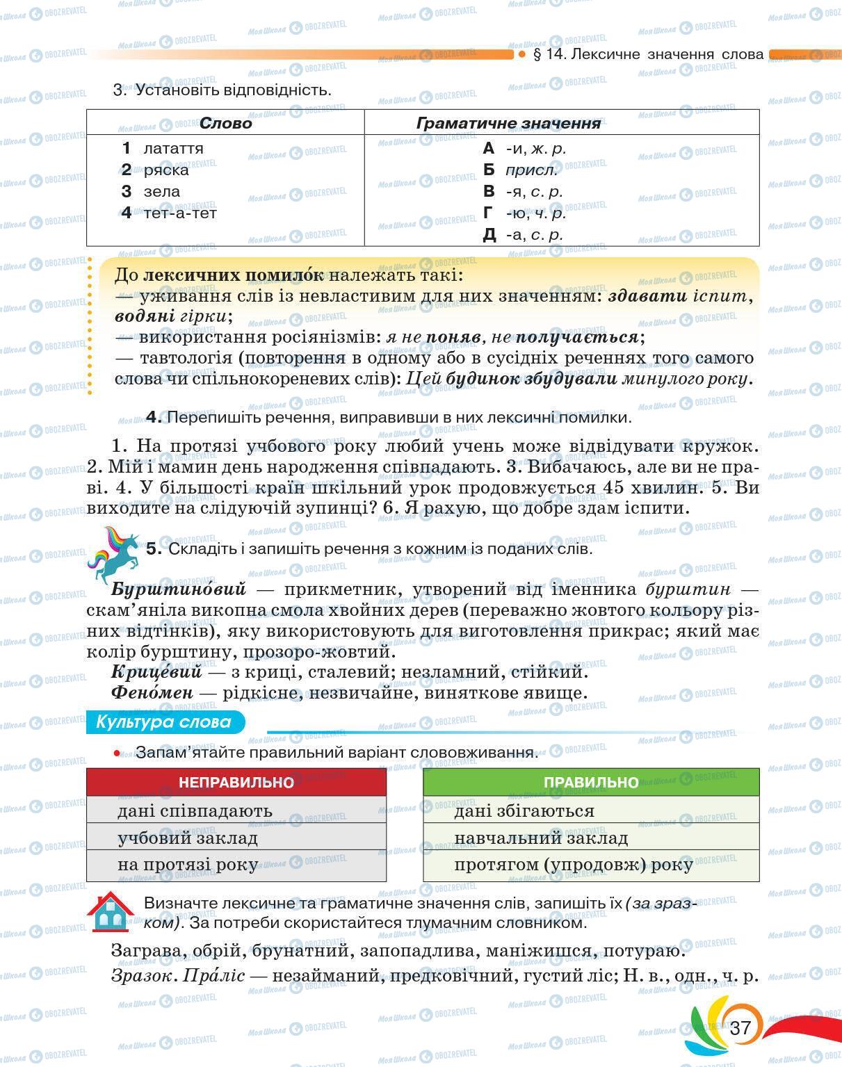 Підручники Українська мова 5 клас сторінка 37