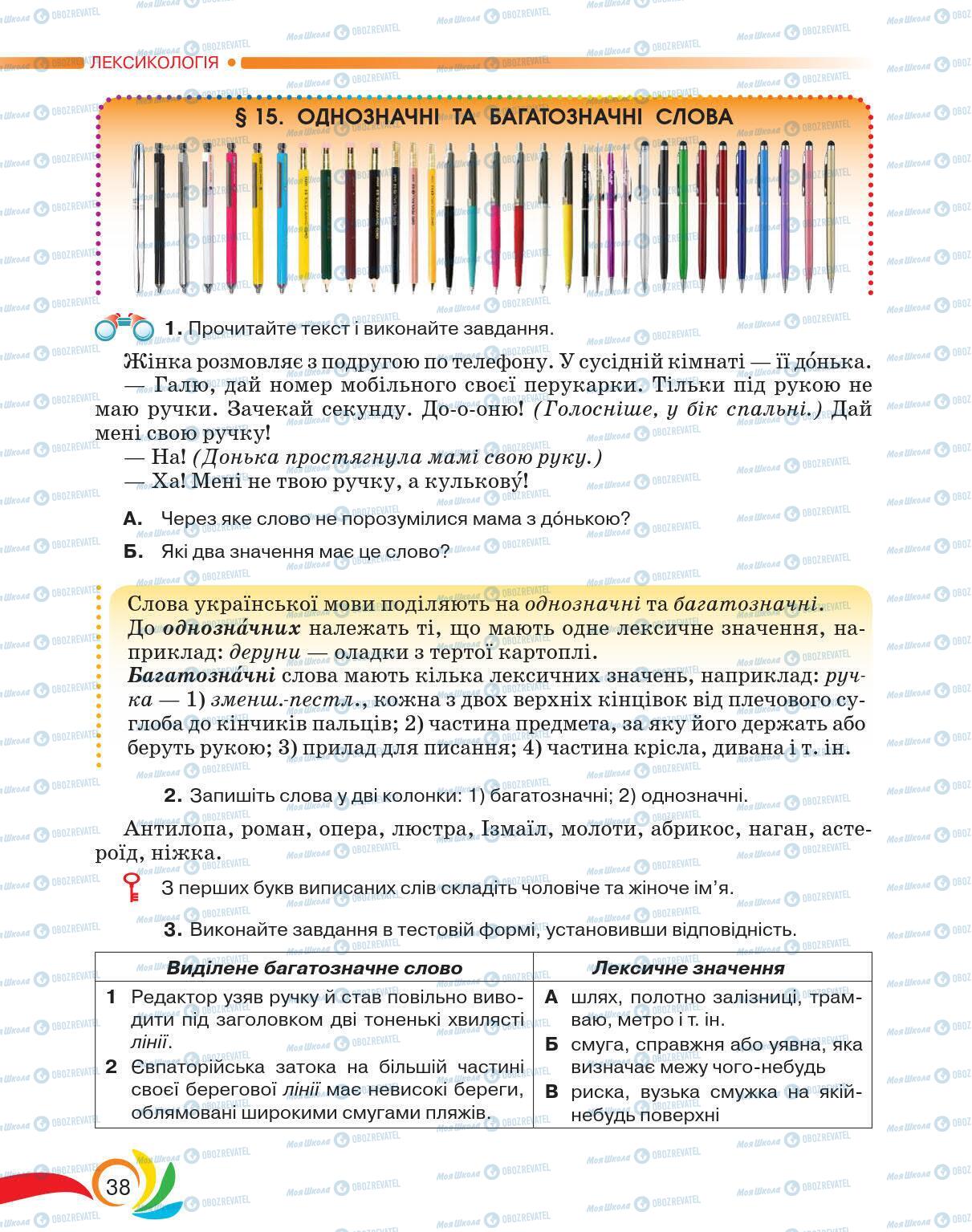 Учебники Укр мова 5 класс страница 38