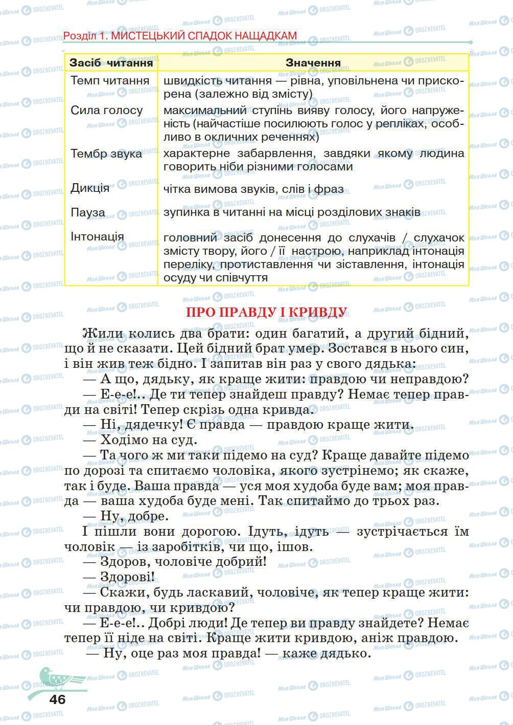 Учебники Укр лит 5 класс страница 46